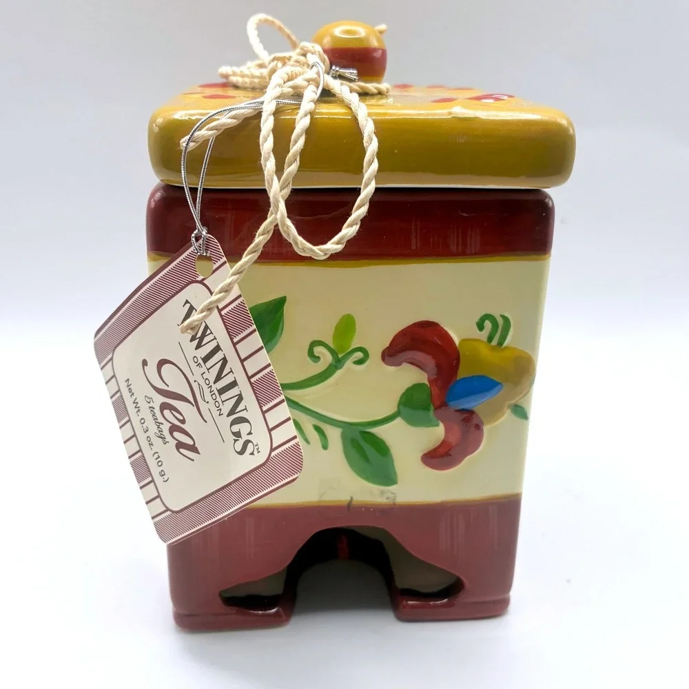 Twinings of London Ceramic Tea Bag Caddy Canister/ Dispenser 5in Ceramic Floral